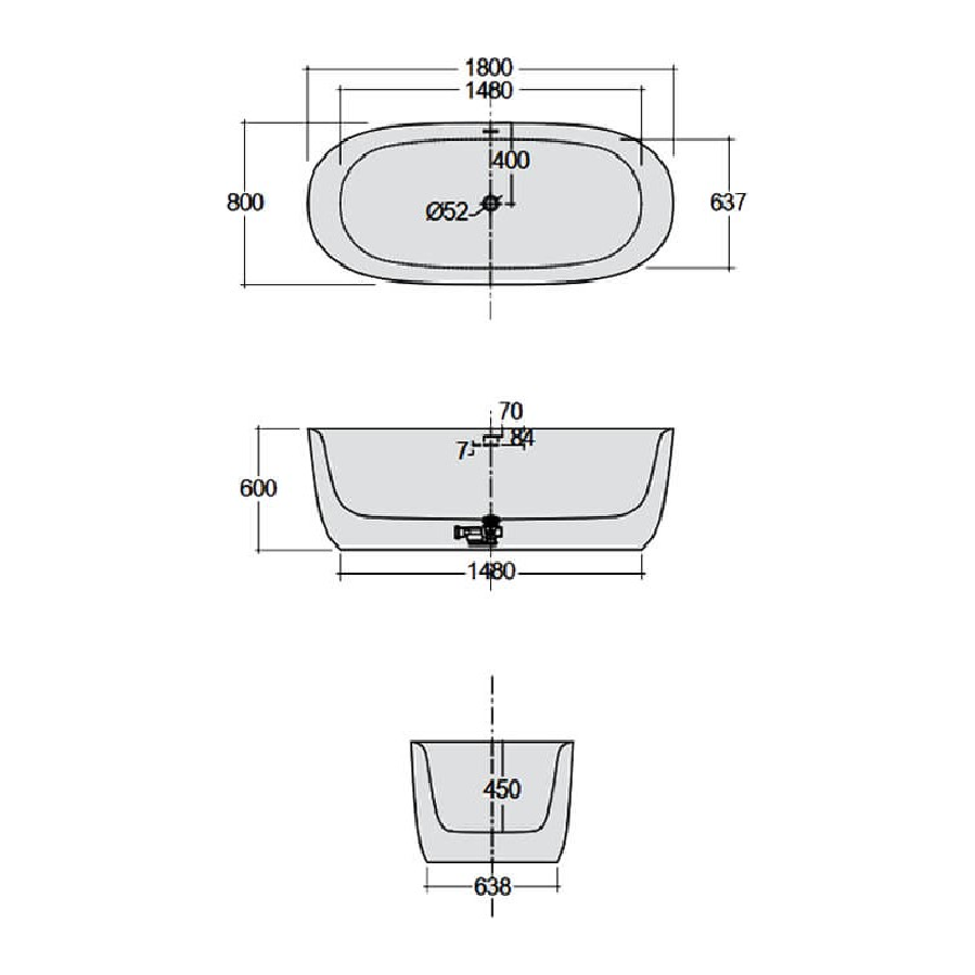 RAK-Contour Freestanding Round Bath 1800x800mm