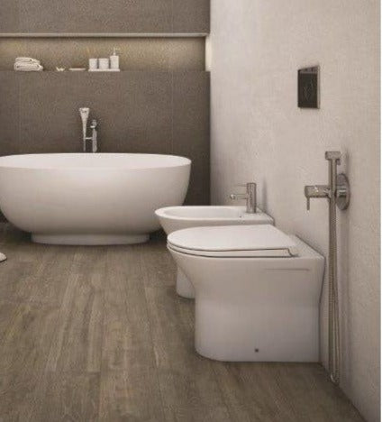 Rimless back to wall WC pan white