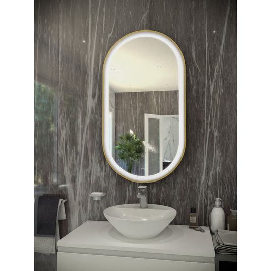 RAK-Art Oval LED Mirror Brushed Gold