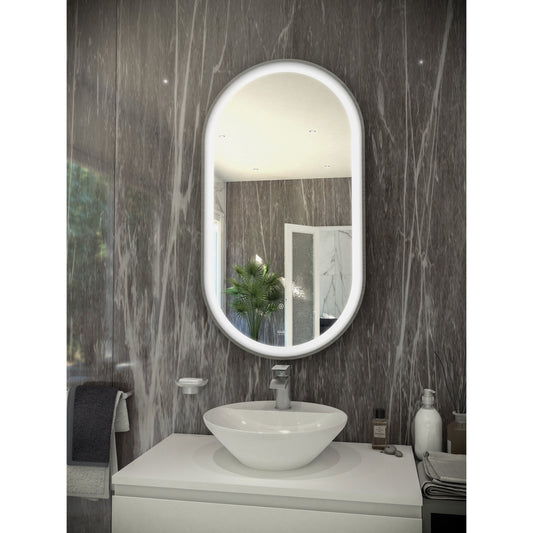 RAK-Art Oval LED Mirror Brushed Nickel