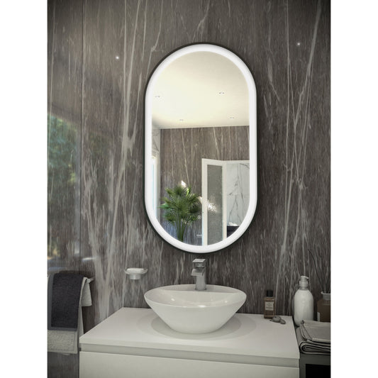 RAK-Art Oval LED Mirror Matt Black