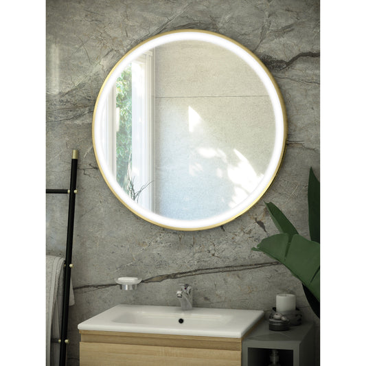 RAK-Art Round LED Illuminated Mirror Brushed Gold