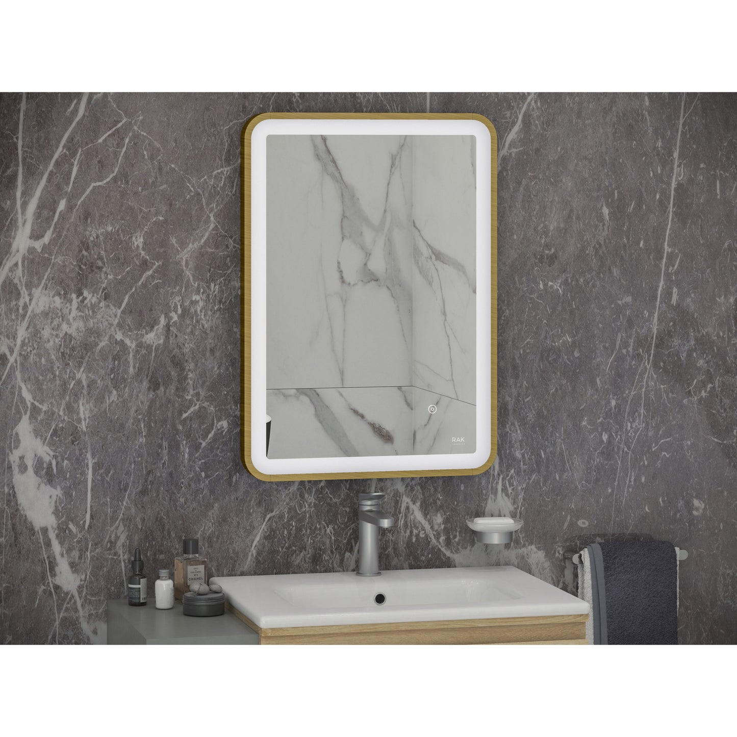 RAK-Art Soft LED Illuminated Mirror Brushed Gold