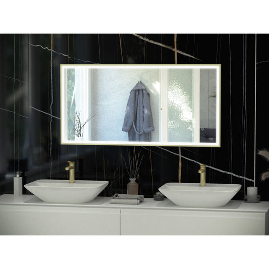 RAK-Art Square Silver LED Mirror Brushed Gold