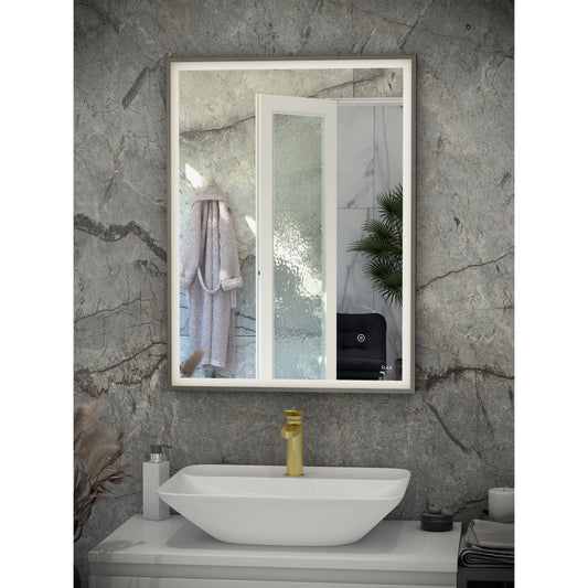 RAK-Art Square Silver LED Mirror Brushed Nickel