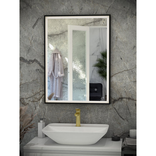 RAK-Art Square Silver LED Mirror Matt Black