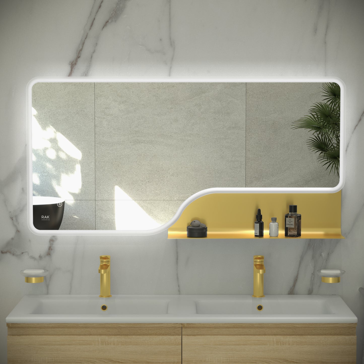 ﻿RAK-Ornate LED Illuminated Mirror Brushed Gold