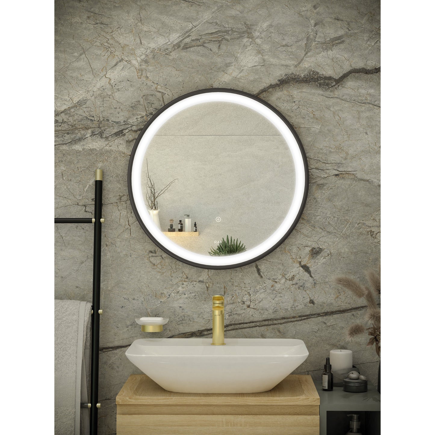 RAK-Picture Round LED Illuminated Mirror Matt Black