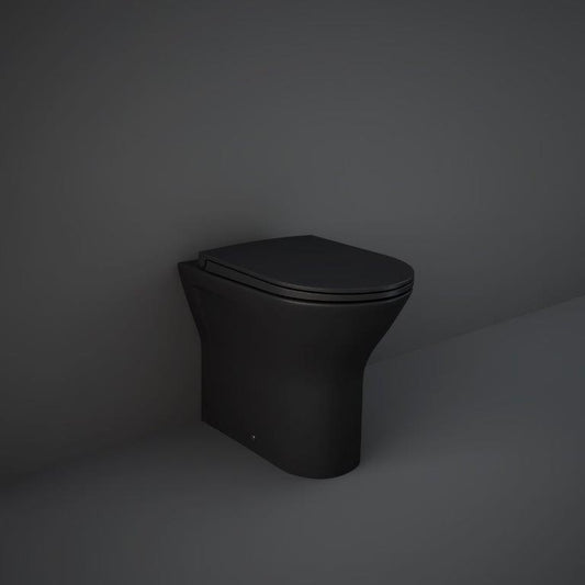 RAK-Feeling Rimless Back to Wall Pan and soft close seat in Matt Black