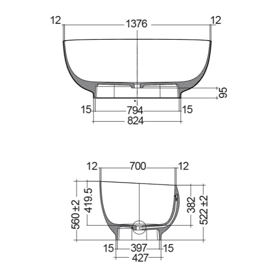 RAK-Cloud Freestanding Bath in White