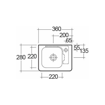 RAK-Resort 36cm Slimline Basin 1 Tap Hole Right Hand