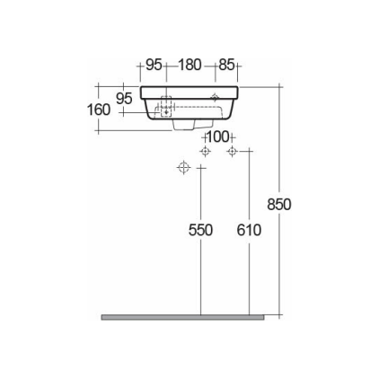 RAK-Resort 36cm Slimline Basin 1 Tap Hole Right Hand