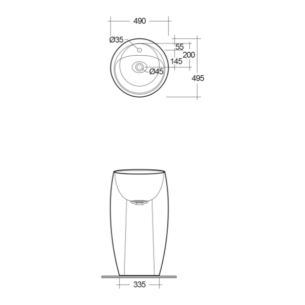 RAK-Cloud Freestanding Basin 1 Tap Hole Black