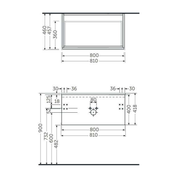 RAK-Joy Uno Wall Hung Basin Unit 800