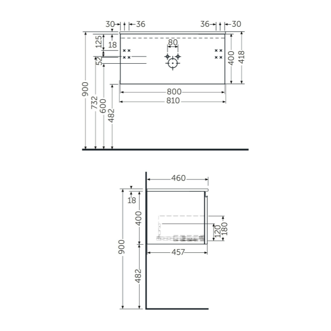 RAK-Joy Uno Wall Hung Basin Unit 800