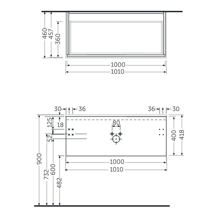 RAK-Joy Uno Wall Hung Basin Unit 1000mm