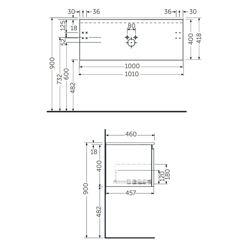 RAK-Joy Uno Wall Hung Basin Unit 1000mm