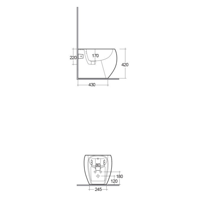 RAK-Cloud Bidet Back to Wall  1Tap Hole Black