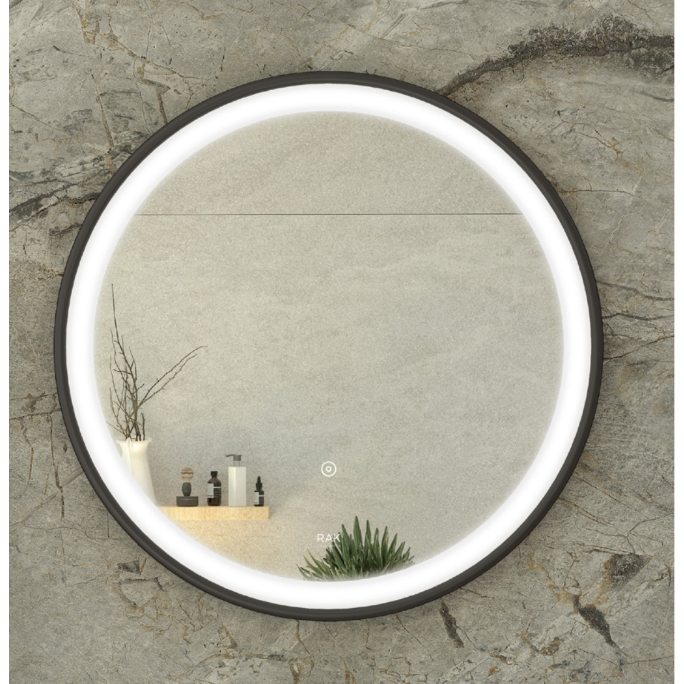 RAK-Picture Round LED Illuminated Mirror Matt Black