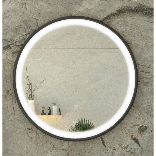 RAK-Picture Round LED Illuminated Mirror Matt Black