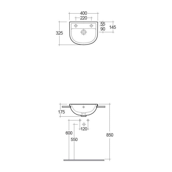 RAK-Compact Semi Recessed Basin 40cm