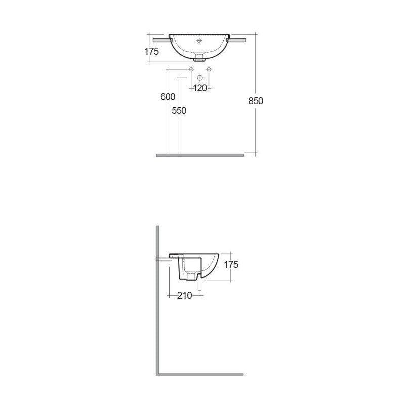 RAK-Compact Semi Recessed Basin 40cm