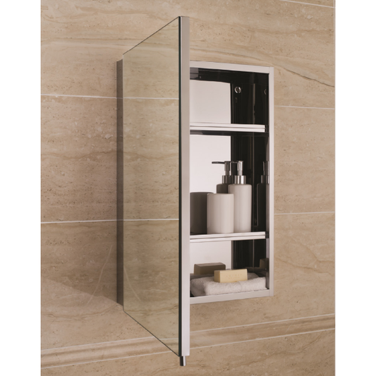 RAK-Cube Stainless Steel Single Cabinet with Single Mirrored Door (H)600x(W)400x(D)120mm