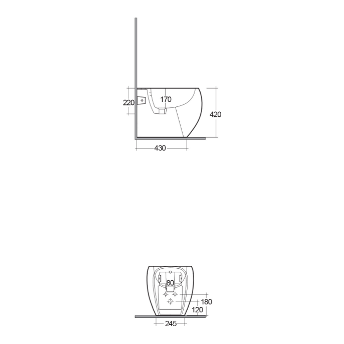 RAK-Cloud Bidet Back to Wall 1 Tap Hole White