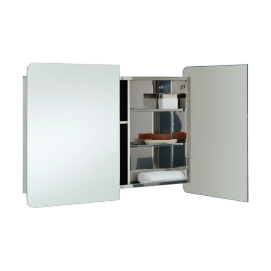 RAK-Duo Stainless Steel Double Cabinet with Mirrored Doors (H)660x(W)800x(D)125mm