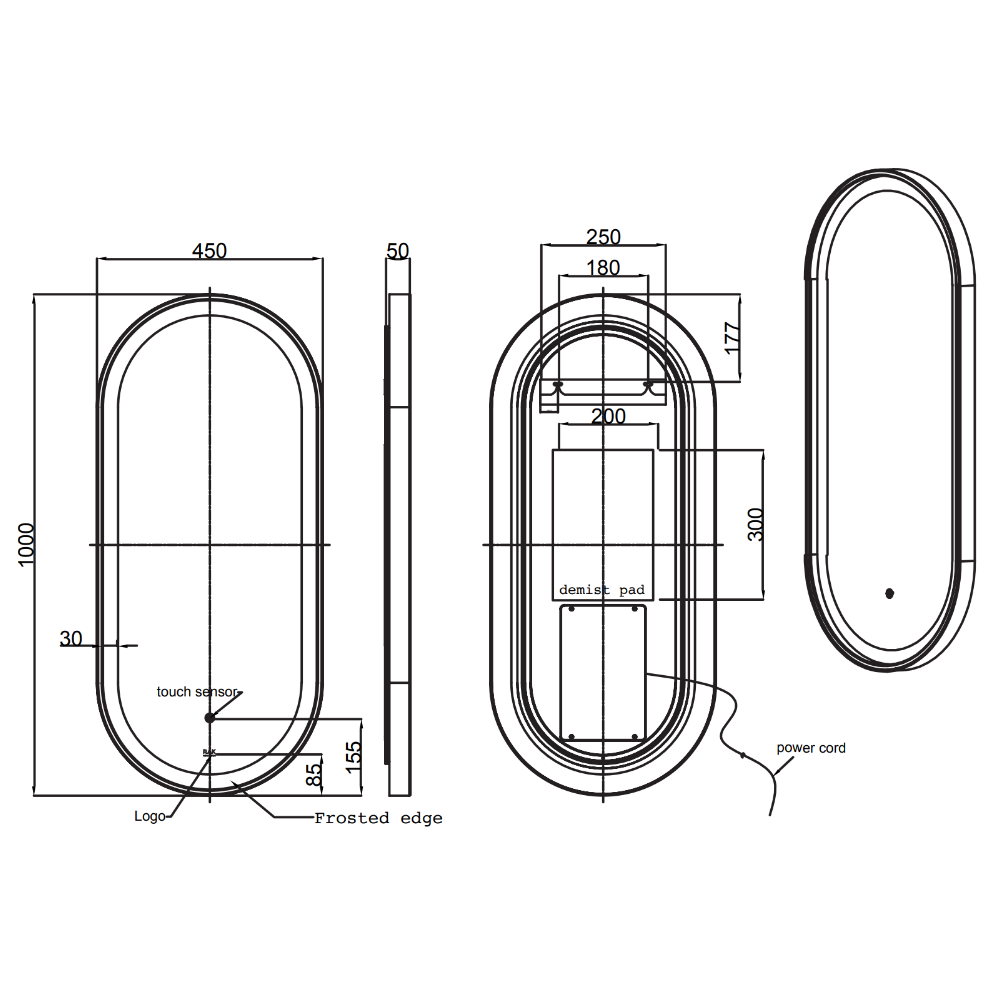 RAK-Picture Oval LED Illuminated Mirror Chrome