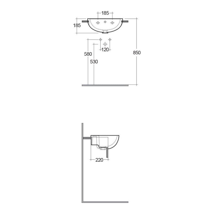 RAK-Compact Semi Recessed Basin 45cm