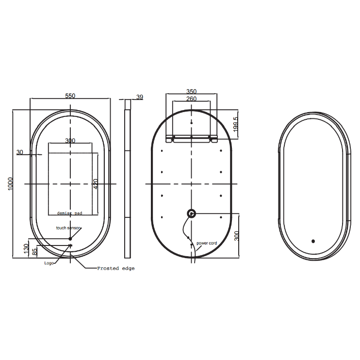 RAK-Art Oval LED Mirror Chrome