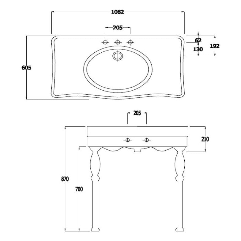 RAK-Washington Console Basin 105cm