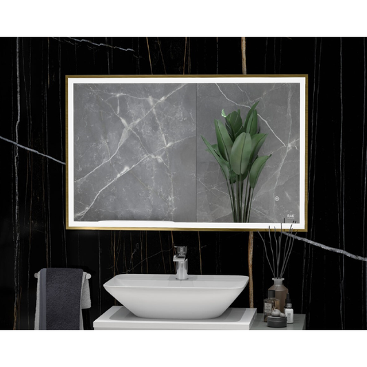 RAK-Picture Square LED Illuminated Mirror Brushed Gold